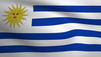 Uruguay Waving Flag Background Animation. Looping seamless 3D animation. Motion Graphic video