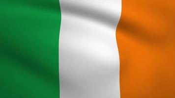 Animación de fondo de la bandera ondeante de Irlanda. bucle de animación 3d sin fisuras. gráfico de movimiento video