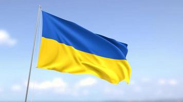 Flag of Ukraine Waving on blue sky background video