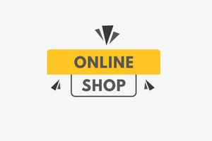 botón de texto de la tienda en línea. tienda online signo icono etiqueta pegatina web botones vector