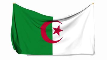 drapeau algérien agitant et épinglé sur le mur, rendu 3d, clé chroma, sélection luma matte video