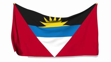 antiek en Barbuda vlag golvend en vastgemaakt Aan muur, 3d weergave, chroma sleutel, luma matte selectie video