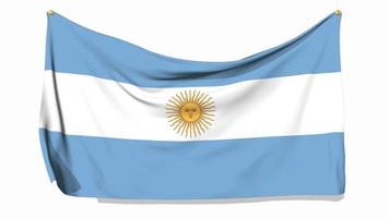 drapeau argentin agitant et épinglé sur le mur, rendu 3d, clé chroma, sélection luma matte video