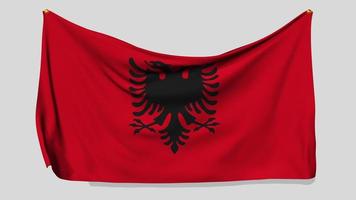 Albania bandiera agitando e appuntato su parete, 3d rendering, croma chiave, luma Opaco selezione video