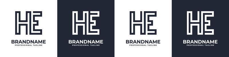 Letter HE or EH Global Technology Monogram Logo, suitable for any business with HE or EH initials. vector