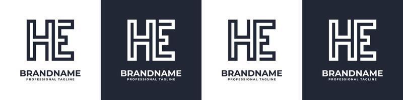 Letter HE or EH Global Technology Monogram Logo, suitable for any business with HE or EH initials. vector