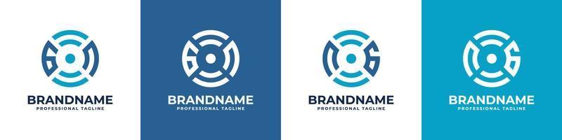 Letter GN or NG Global Technology Monogram Logo, suitable for any business with GN or NG initials. vector