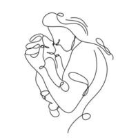 el arte de la línea del día de la mujer es mínimo, el concepto del amor de una madre por su hijo, adecuado para almohadas, arte mural, camisetas, etc. vector