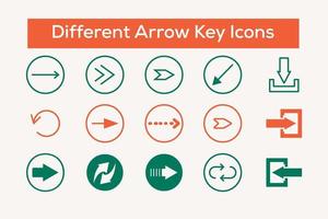 Different Arrow Icon Set Vector with color