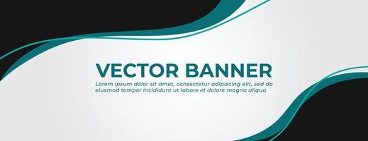 Black and Blue Green Vector Banner with Waves Template Design. Wavy Waves Design
