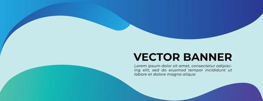 Blue Waves Vector Banner with Geometric Triangle Shape Template Design