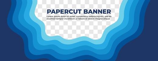 Gradient Blue Waves Paper Cut Banner Template Design vector