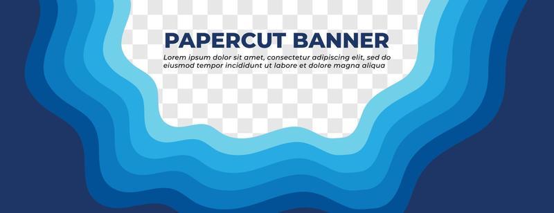 Gradient Blue Waves Paper Cut Banner Template Design