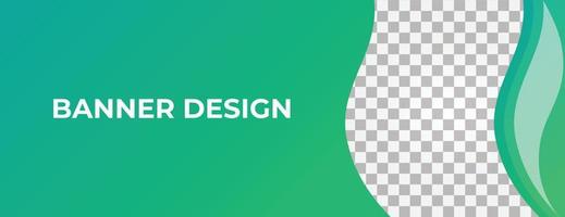 Gradient Green Banner with Waves Shape Template Design. Cover Header, Wave Backdrop Design vector