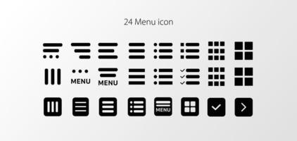 paquete de elementos de la lista del sitio web. iconos de línea de menú de hamburguesas vector