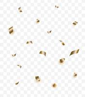 Shiny golden confetti isolated on transparent background. Bright festive tinsel of gold color.luxury background vector