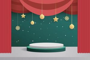 Winter snow Christmas background, Product presentation show cosmetic product podium vector