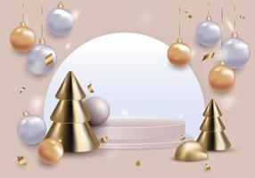 Winter snow Christmas background with confetti and ribbons.Celebration, Product presentation show cosmetic product podium vector