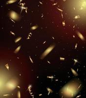 Shiny golden confetti isolated on black background. Bright festive tinsel of gold color.luxury background vector