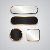 simple 3D black and white glossy buttons and gold shape board or frame vector