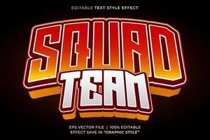 Squad team esport 3D editable text effect template vector