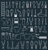 Set of icons on a theme tools. A vector illustration