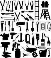 Set of icons on a theme tools. A vector illustration