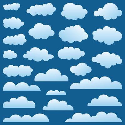 Collection of clouds on a blue background. A vector illustration