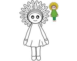 Flower doll for coloring book vector