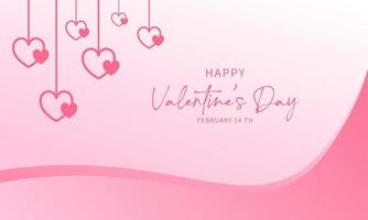 Vector happy valentines day background with hanging hearts