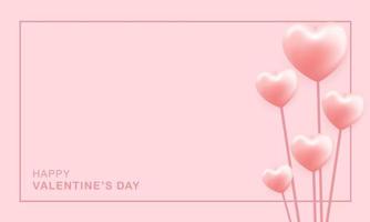 corazones realistas simples en el fondo rosa del día de san valentín vector