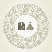 Wedding dress and heart. A vector illustration