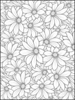 flor de margarita hermosa ilustración de patrón floral botánico para colorear libro o página, dibujo de flor de margarita, ramo de flores dibujado a mano aislado en fondo blanco vector