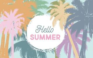 Hello Summer, Palm hand drawn illustrations, vector. vector