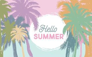 Hello Summer, Palm hand drawn illustrations, vector. vector