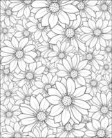 Beautiful botanical daisy flower pattern illustration for coloring book or page, frangipani flower sketch art, hand drawn bouquet of floral isolated on white background vector