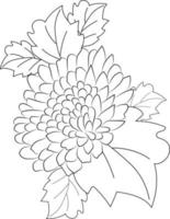 Daisy flower bouquet of vector sketch hand drawn illustration, natural collaction branch of leaves bud  vase outline drawing ingraved ink art isolated on white background