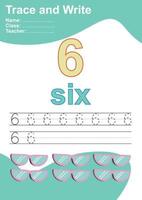 Trace and write number for children. Exercise for children to recognize the number. Educational worksheet for preschool. Vector file.