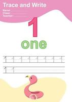 Trace and write number for children. Exercise for children to recognize the number. Educational worksheet for preschool. Vector file.