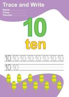 Trace and write number for children. Exercise for children to recognize the number. Educational worksheet for preschool. Vector file.