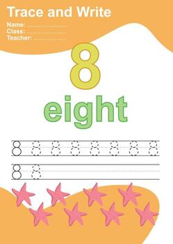 Trace and write number for children. Exercise for children to recognize the number. Educational worksheet for preschool. Vector file.