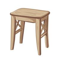 Wooden stool with four legs on a white background interior component vector illustration