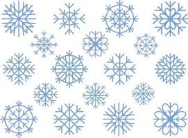 set of vector snowflakes on a transparent background