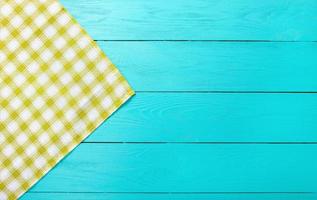 top view empty wooden table and tablecloth copy space photo