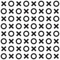 X O seamless pattern. Black-white tic-tax-toe seamless pattern. Repeat the geometric tile. Vector illustration.