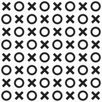 X O seamless pattern. Black-white tic-tax-toe seamless pattern. Repeat the geometric tile. Vector illustration.