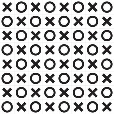 X O seamless pattern. Black-white tic-tax-toe seamless pattern. Repeat the geometric tile. Vector illustration.