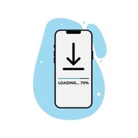 loading bar progress icon. System software update and installation concept. Loading status with indicator. smartphone with a loading screen. vector flat design illustration