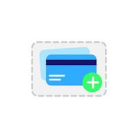 Adding credit card icon. Add a credit or debit card to process payments. credit card with add button icon and oval squares around the outside. vector flat design illustration.