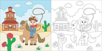 coloring rabbit cowboy vector